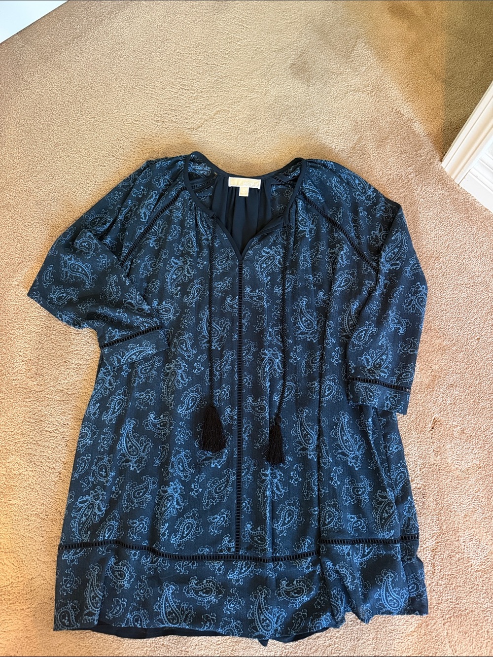MICHAEL Michael Kors Navy Paisley Tassel Tunic